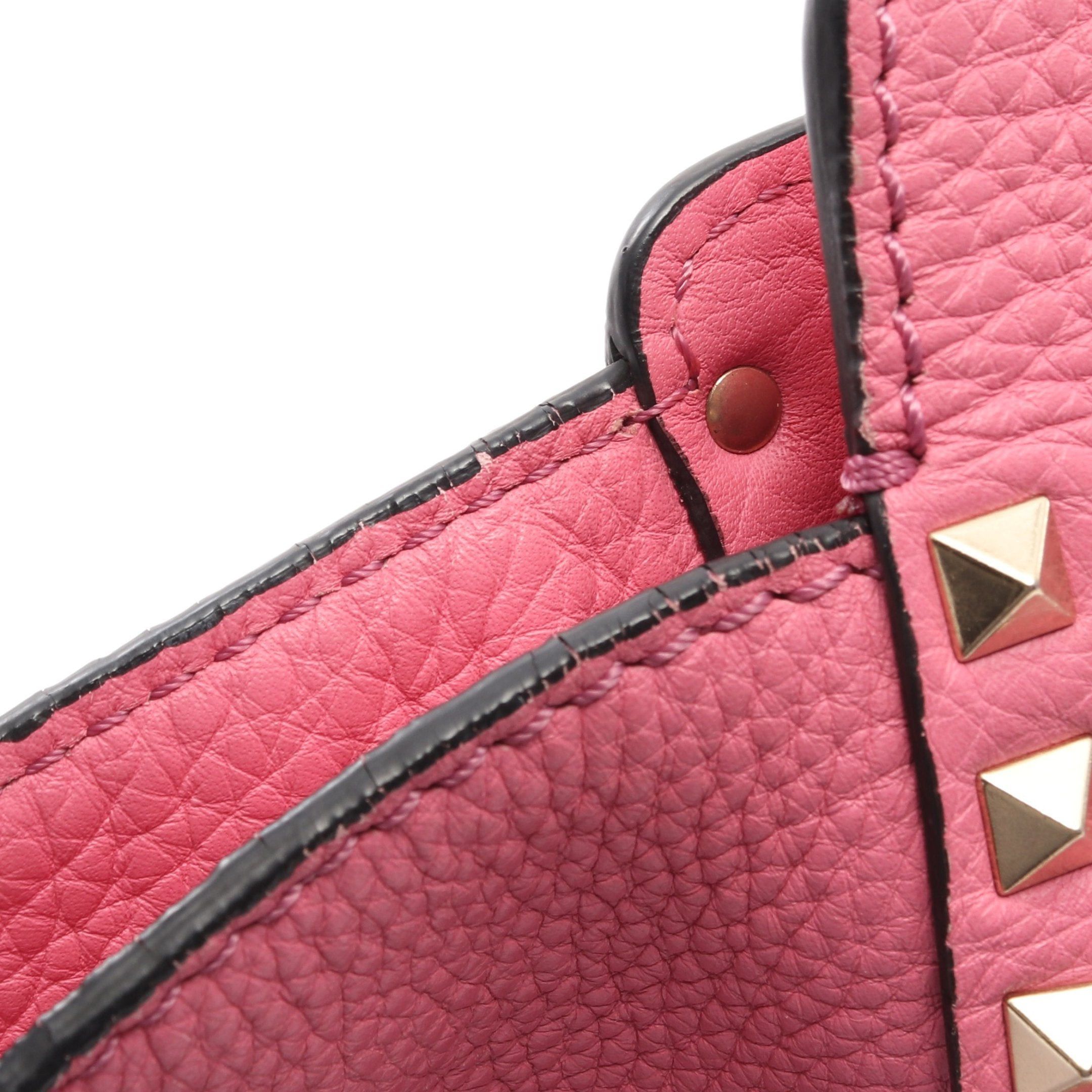 Valentino Valentino Rockstud Handbag Tote Bag Leather Pink Size ONE SIZE - 6 Thumbnail