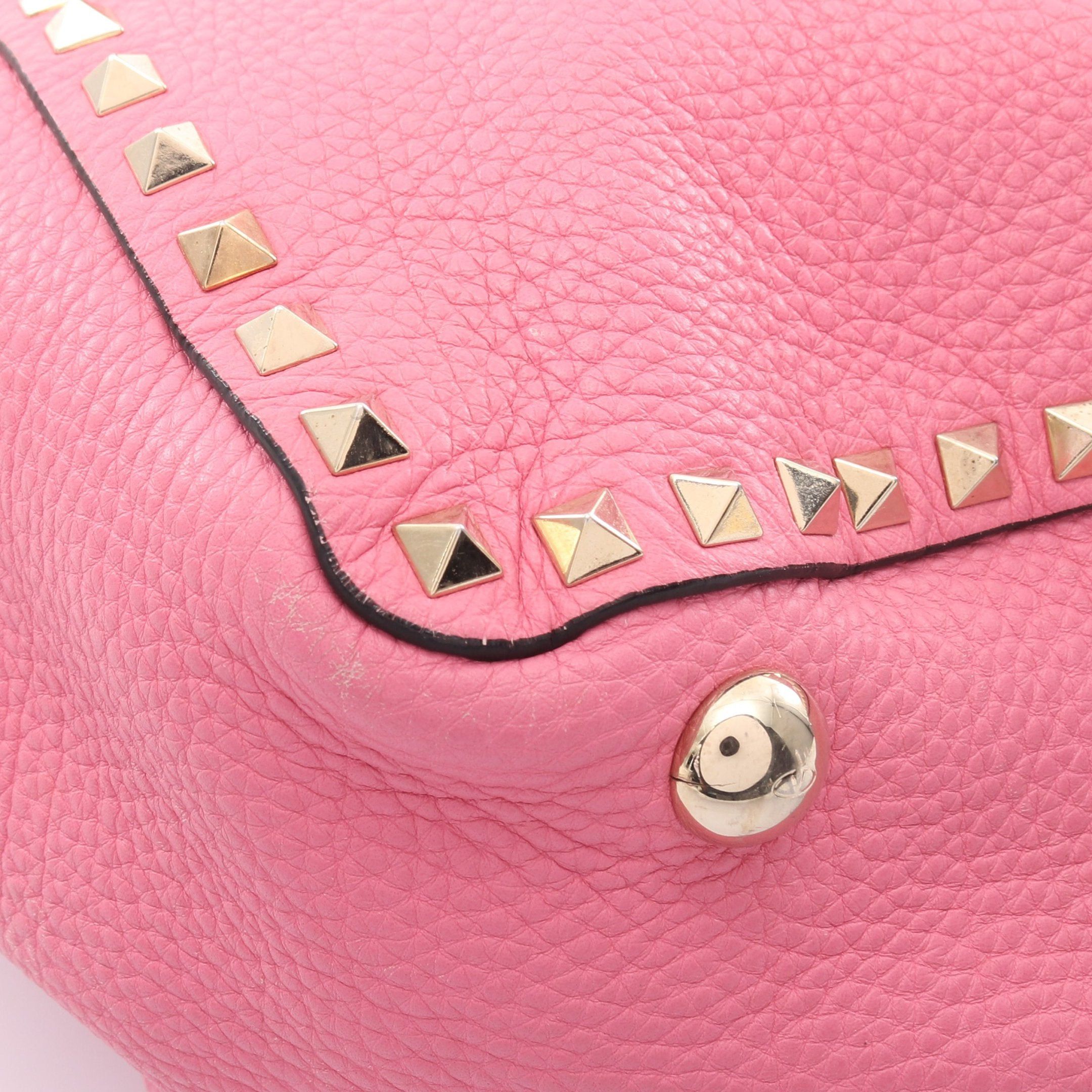 Valentino Valentino Rockstud Handbag Tote Bag Leather Pink Size ONE SIZE - 9 Thumbnail