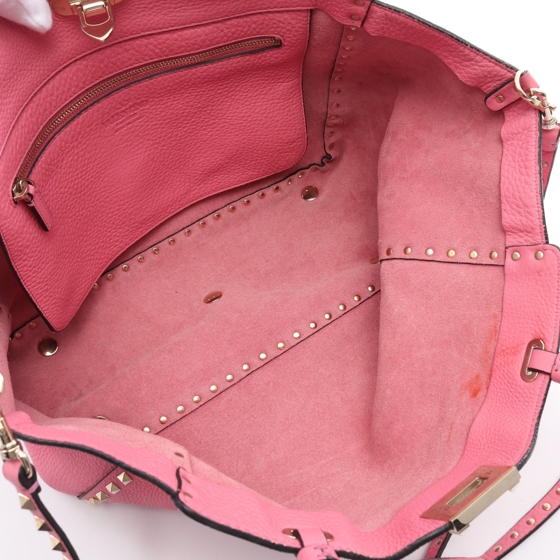 Valentino Valentino Rockstud Handbag Tote Bag Leather Pink Size ONE SIZE - 3 Thumbnail