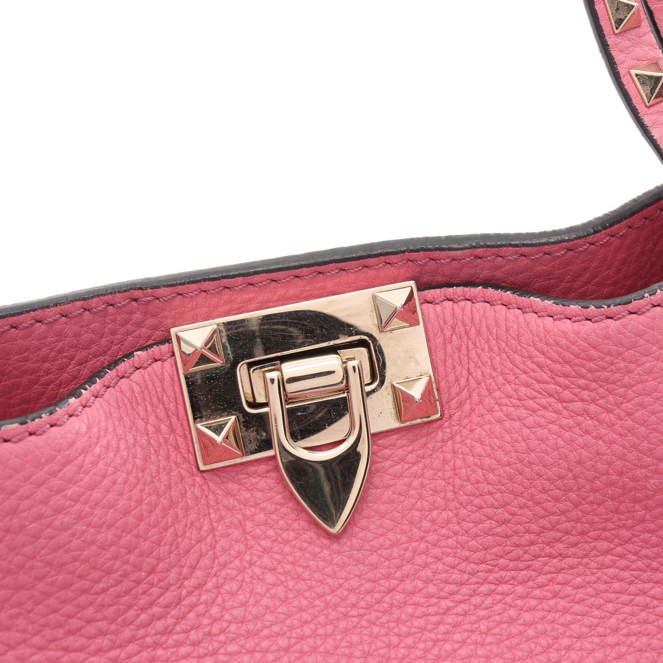 Valentino Valentino Rockstud Handbag Tote Bag Leather Pink Size ONE SIZE - 8 Thumbnail