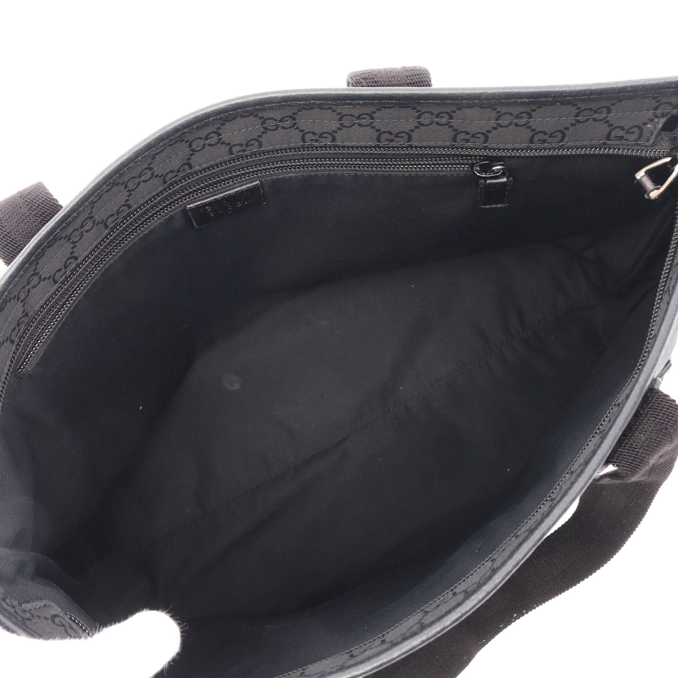 Gucci Gucci Gg Pattern Shoulder Bag Tote Nylon Leather Black Size ONE SIZE - 3 Thumbnail