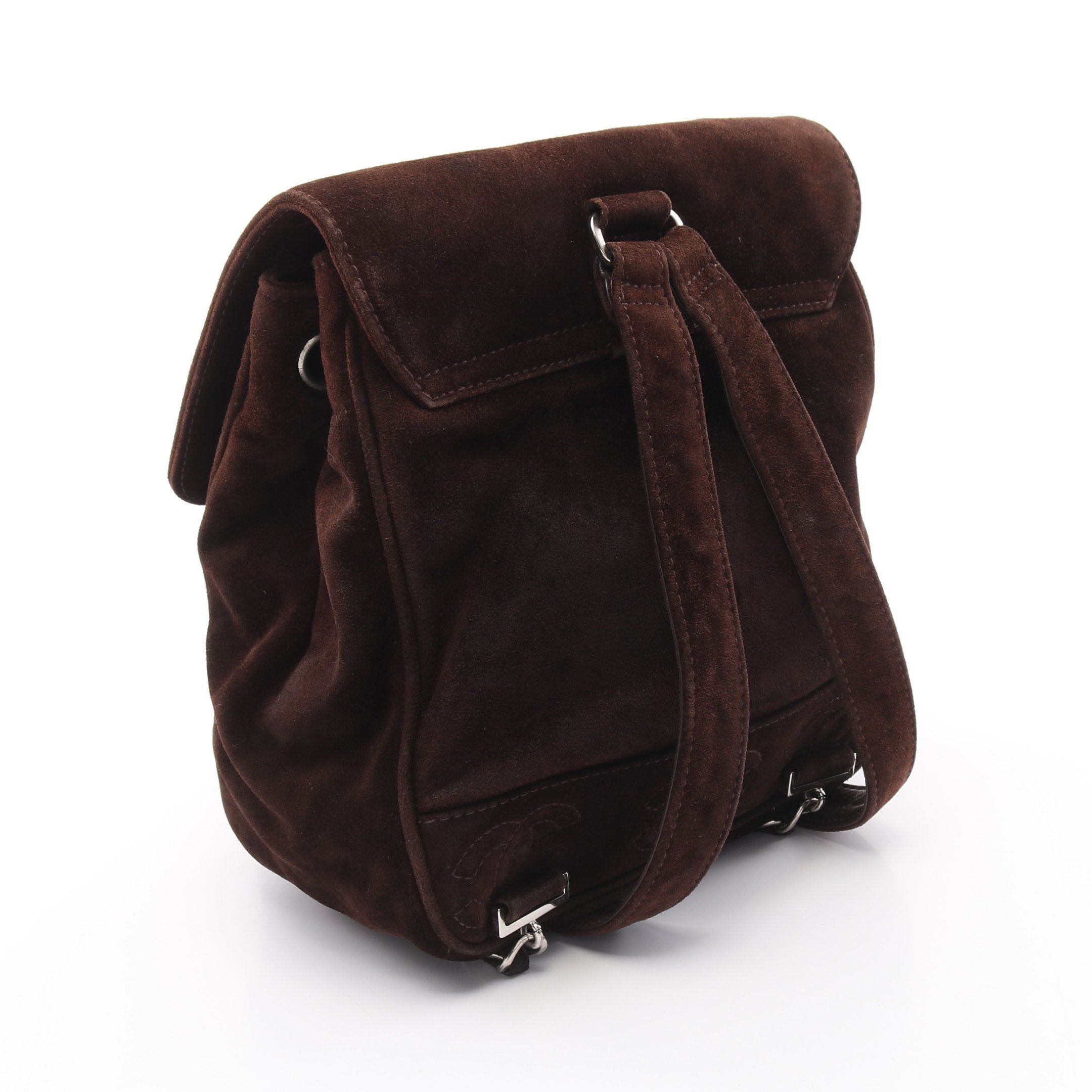 Chanel Chanel Coco Mark Rucksack Suede Brown Silver Hardware Size ONE SIZE - 2 Thumbnail