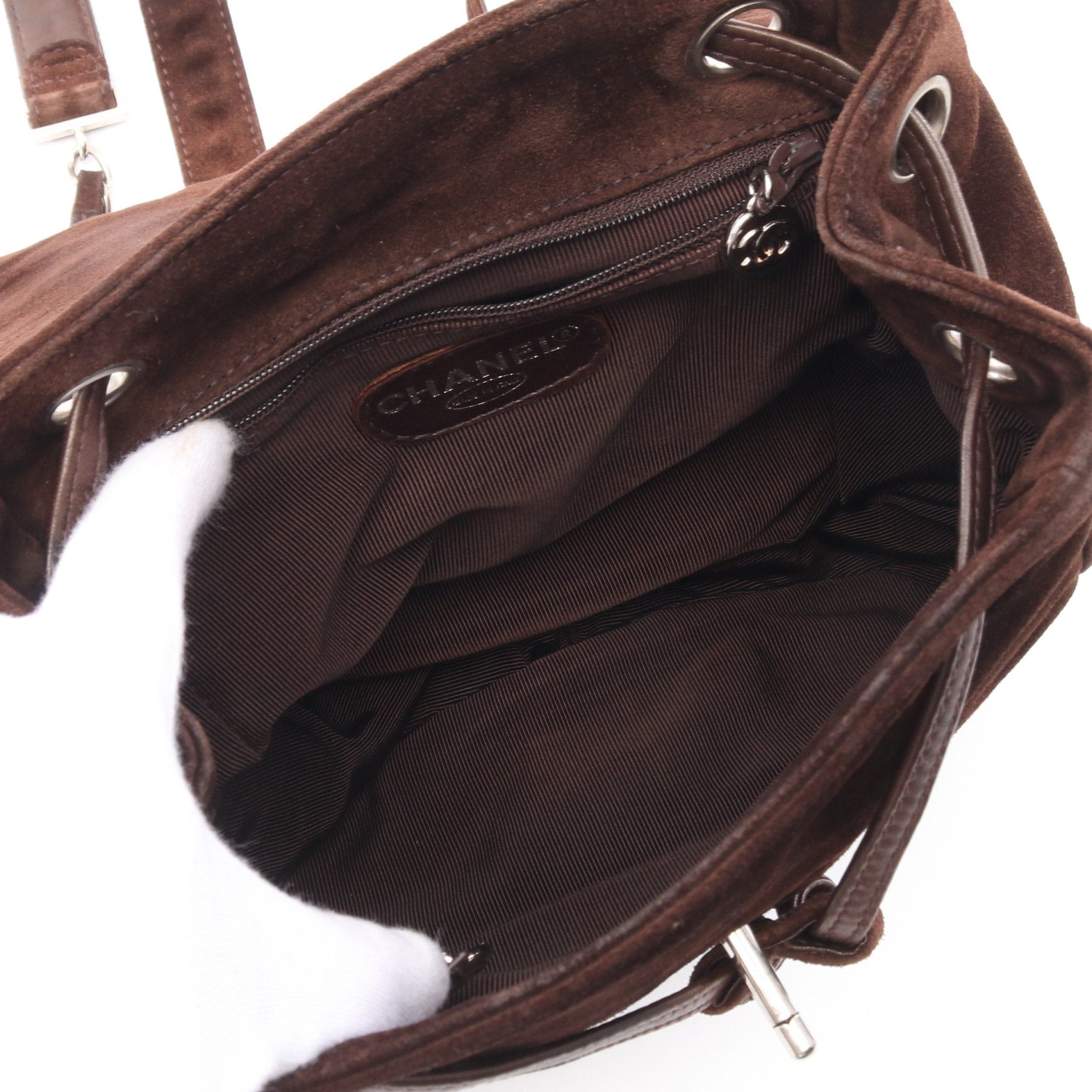 Chanel Chanel Coco Mark Rucksack Suede Brown Silver Hardware Size ONE SIZE - 3 Thumbnail