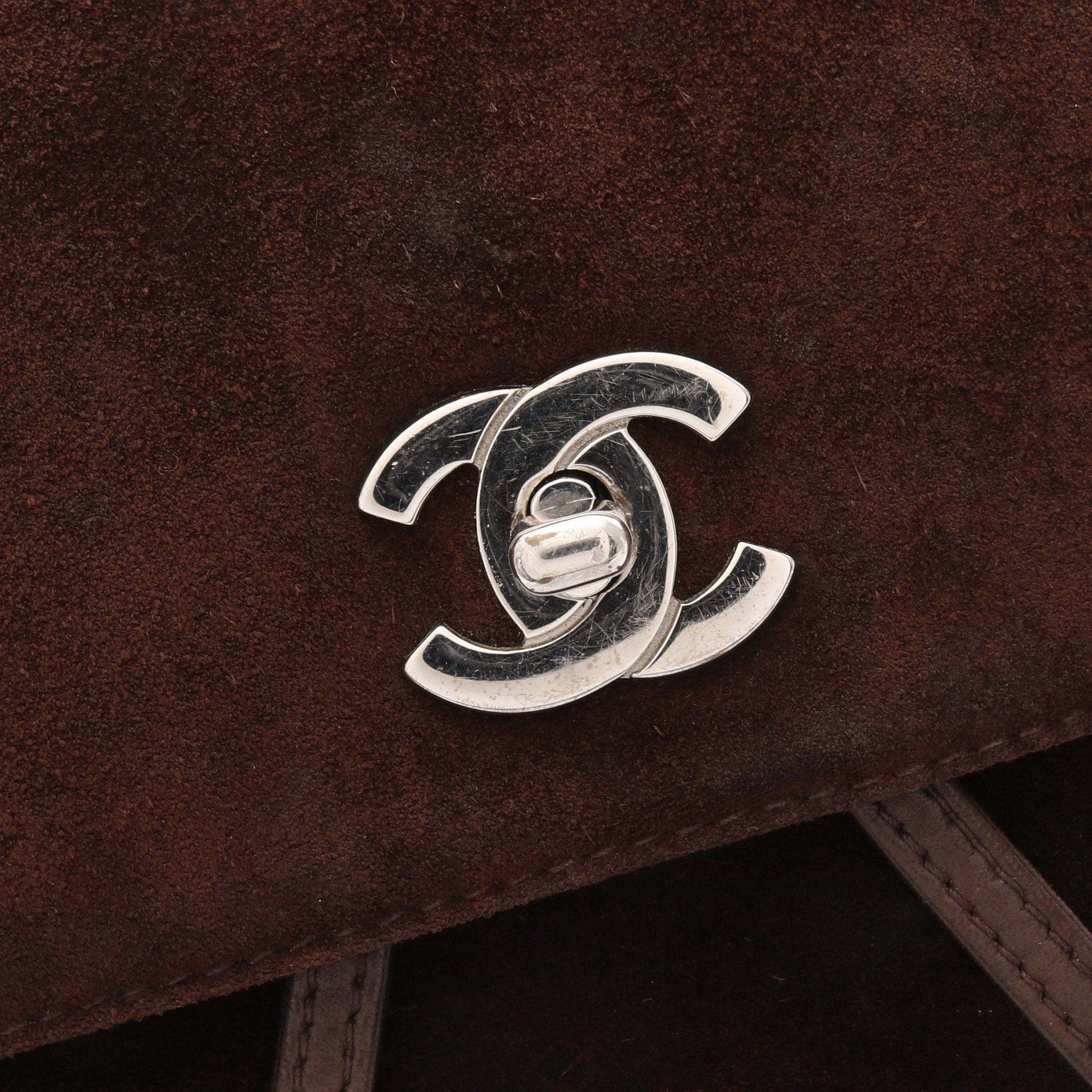 Chanel Chanel Coco Mark Rucksack Suede Brown Silver Hardware Size ONE SIZE - 9 Thumbnail