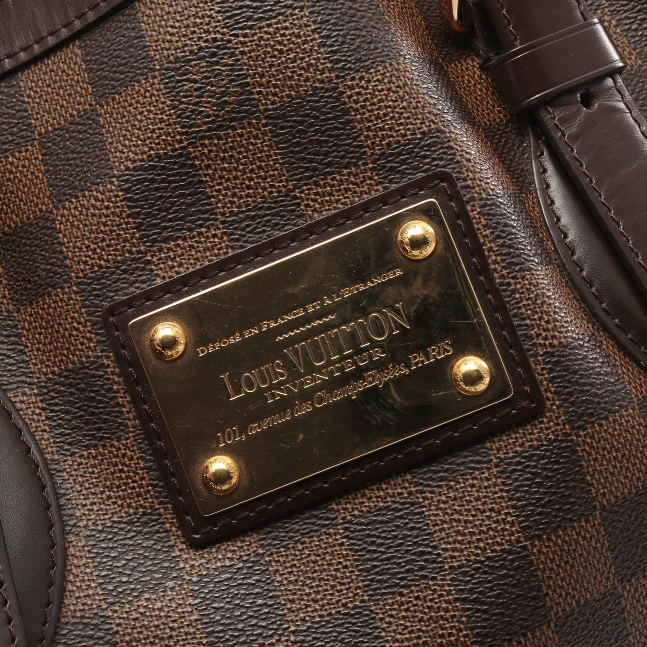 Louis Vuitton Louis Vuitton Hampstead Mm Damier Ebene Shoulder Bag Tote Leather Brown Size ONE SIZE - 10 Thumbnail