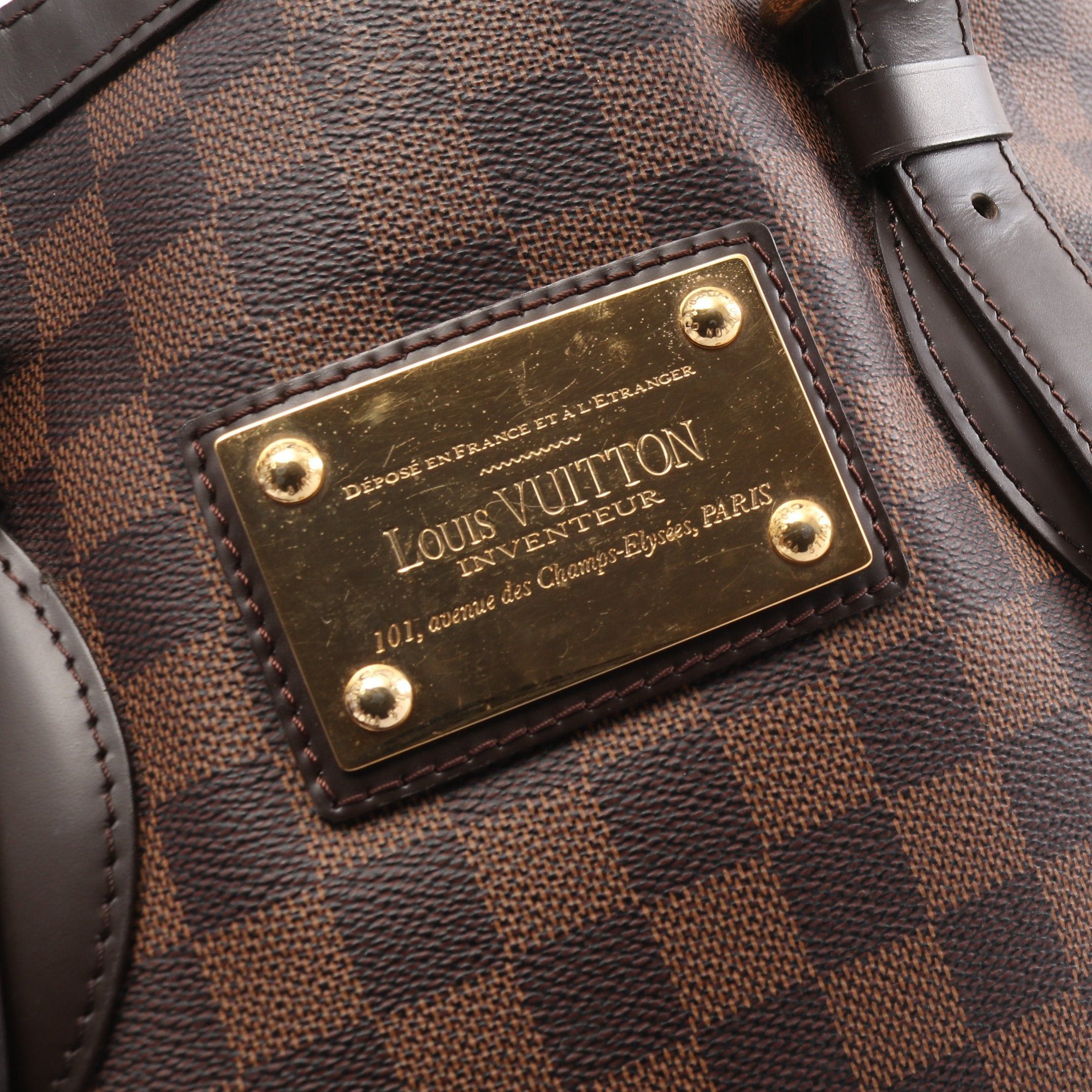 Louis Vuitton Louis Vuitton Hampstead Mm Damier Ebene Shoulder Bag Tote Leather Brown Size ONE SIZE - 10 Thumbnail