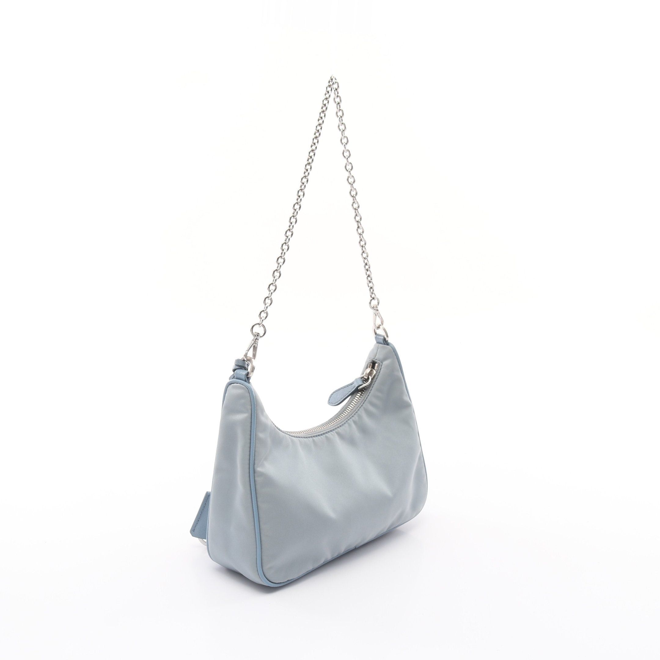 Prada Prada Re-Edition 2005 Re-Nylon Chain Shoulder Bag Nylon Saffiano Leather Light Blue Size ONE SIZE - 2 Thumbnail