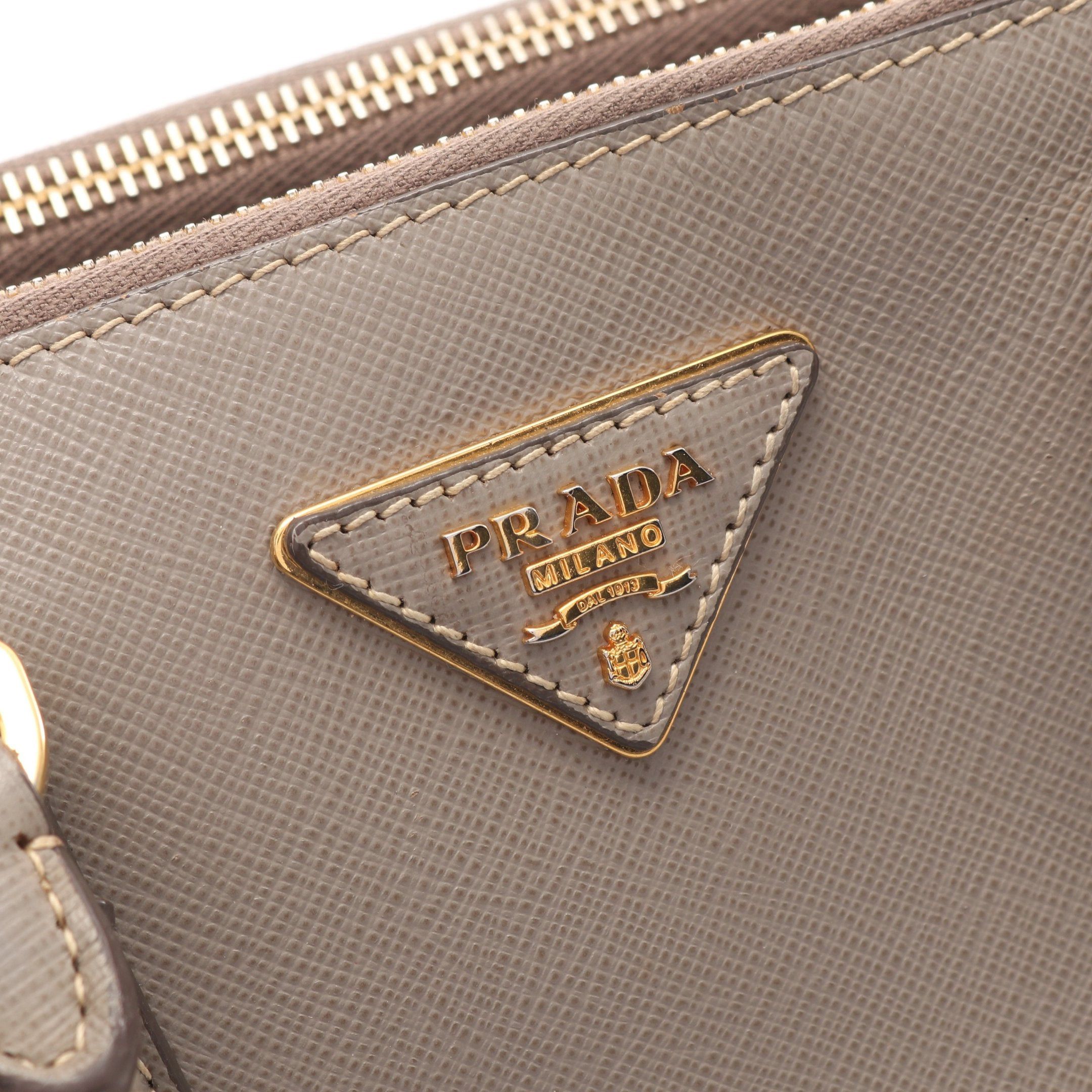 Prada Prada Saffiano Lux Galleria Handbag Leather Gray Beige Size ONE SIZE - 8 Thumbnail