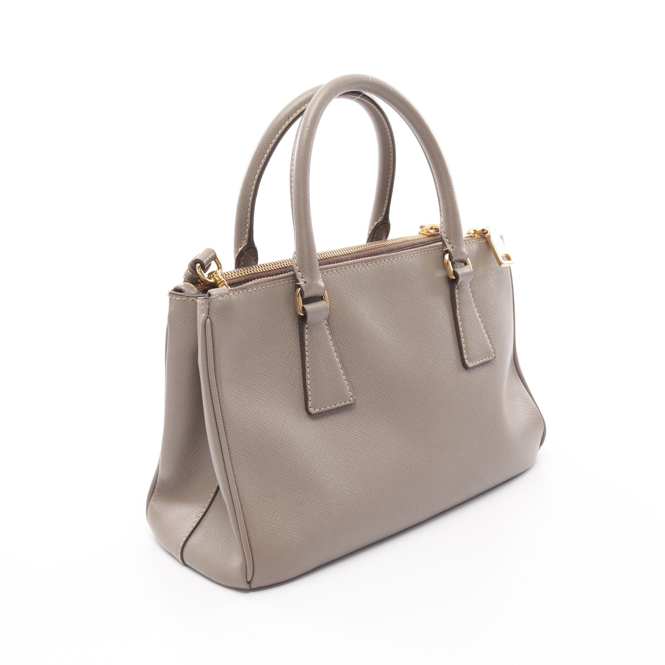 Prada Prada Saffiano Lux Galleria Handbag Leather Gray Beige Size ONE SIZE - 2 Thumbnail