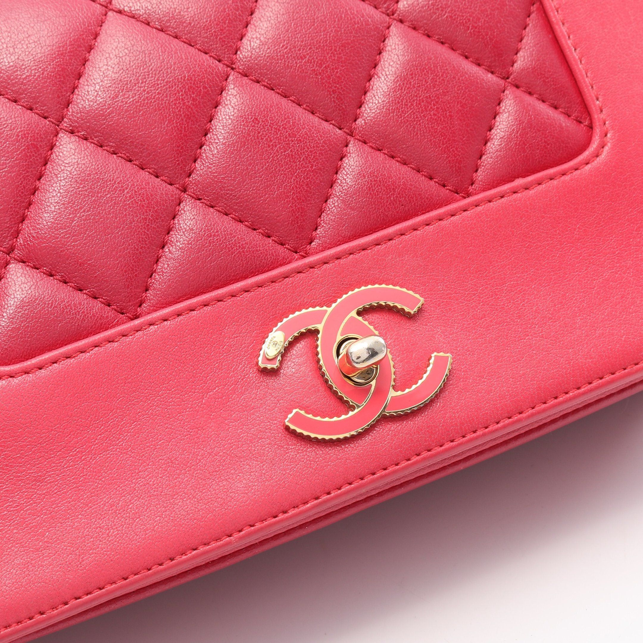 Chanel Chanel Mademoiselle Matelasse Double Flap Chain Shoulder Bag Leather Pink Purple Gold Hardware Size ONE SIZE - 9 Thumbnail