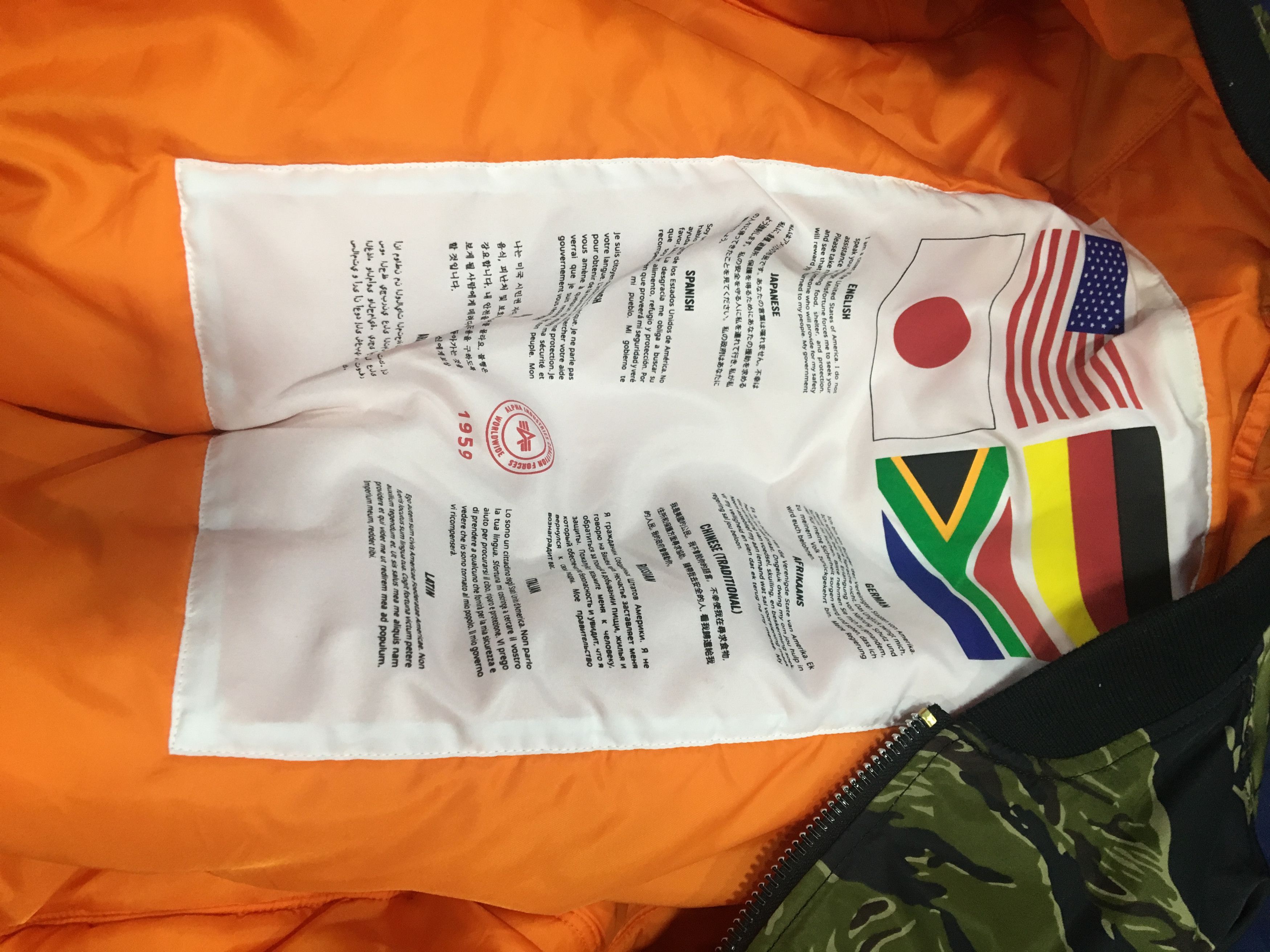 Alpha Industries MA-1 Coalition Blood Chit Flight Jacket