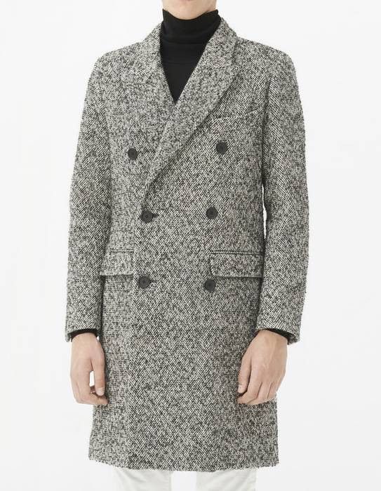 Sandro Verlaine Tweed Double Breasted Peak Lapel Topcoat Overcoat Size US S / EU 44-46 / 1 - 2 Thumbnail