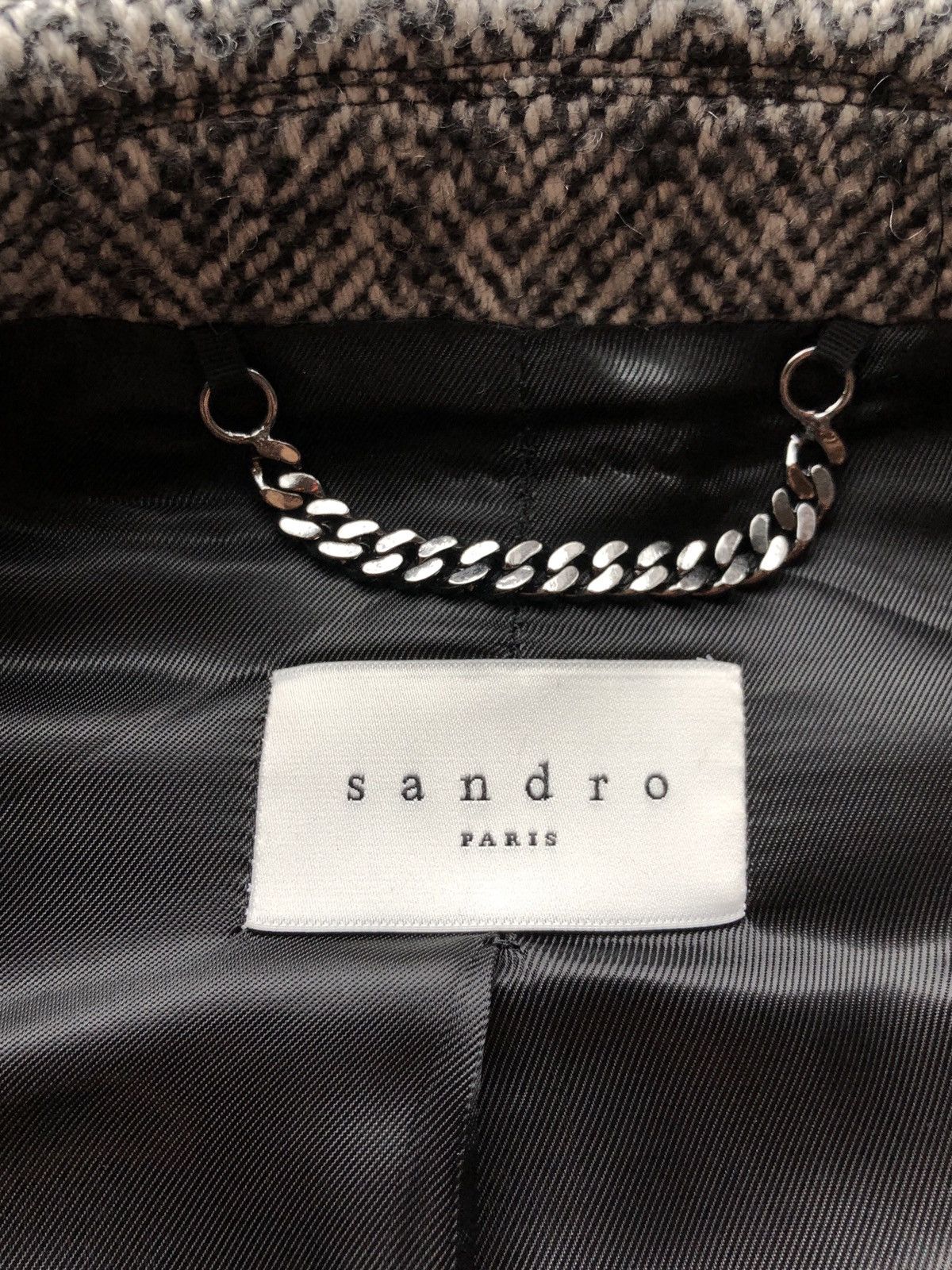 Sandro Verlaine Tweed Double Breasted Peak Lapel Topcoat Overcoat Size US S / EU 44-46 / 1 - 8 Thumbnail