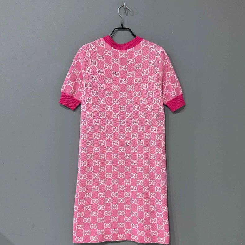 Gucci Pink Knit Dress with Logo Print - dmc Size S / US 4 / IT 40 - 3 Thumbnail