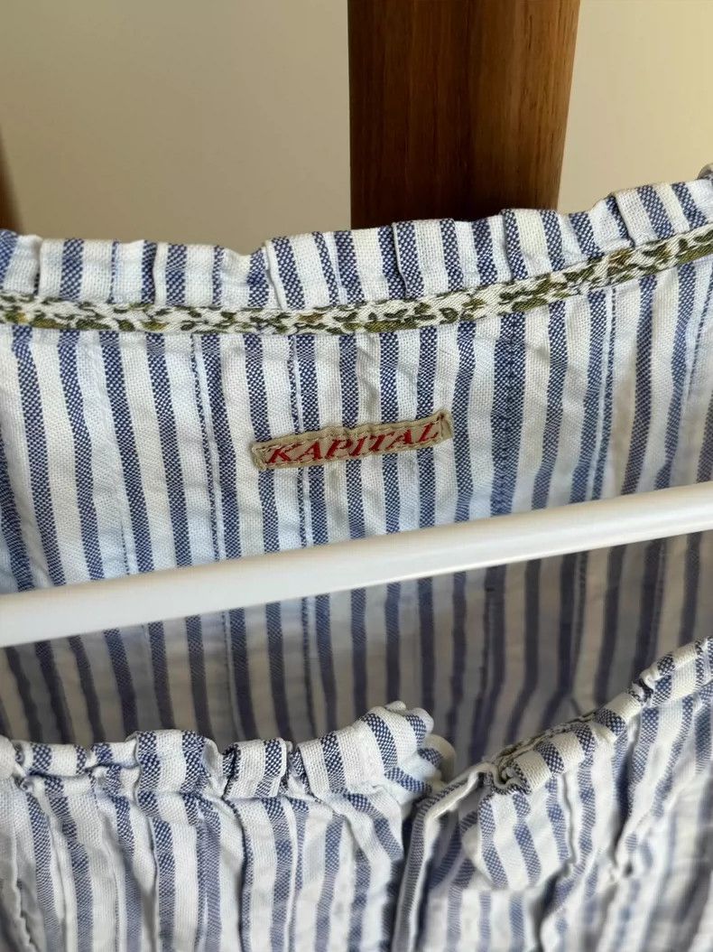 Kapital Striped Sleeveless Dress with Pleats Size 38" / US 16 / IT 52 - 2 Thumbnail
