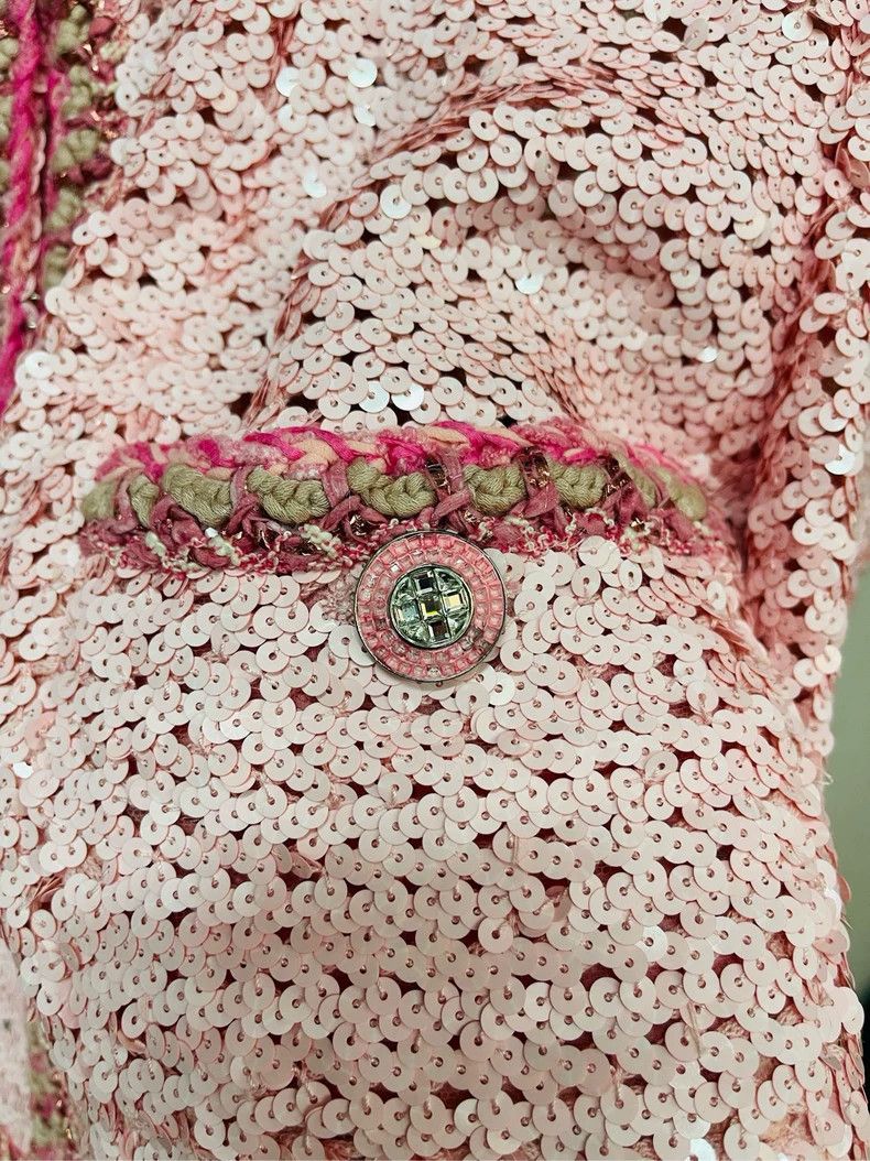 Chanel Pink Sequined Chanel Jacket with Pockets- DMC Size US M / EU 48-50 / 2 - 2 Thumbnail