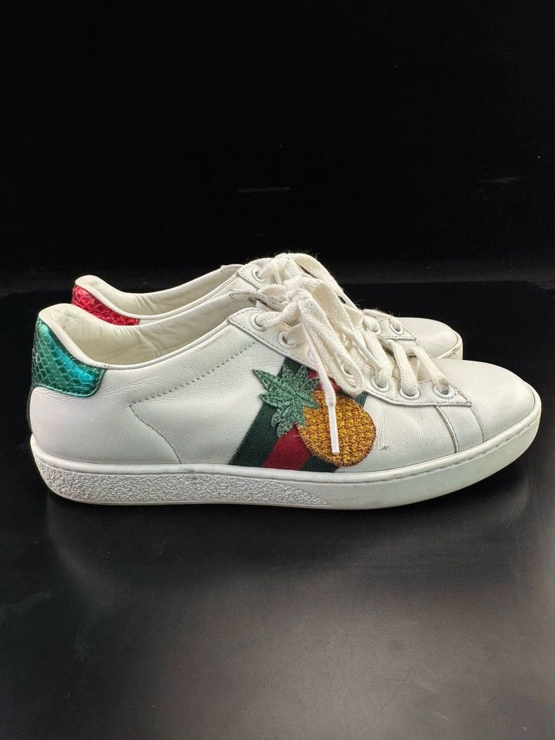 Gucci GUCCI ACE Leather Pineapple Embroidered Sneakers Size US 5 / IT 35 - 2 Thumbnail