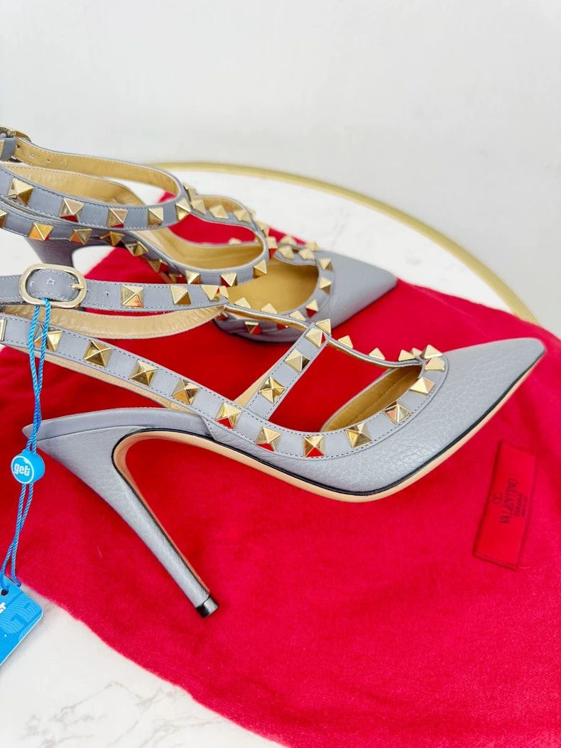 Valentino Valentino Gray High Heels with Studded Details Size US 6 / IT 36 - 2 Thumbnail
