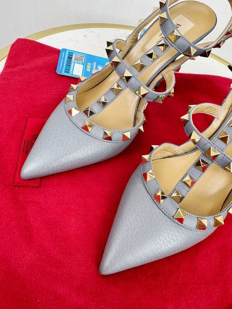 Valentino Valentino Gray High Heels with Studded Details Size US 6 / IT 36 - 3 Thumbnail