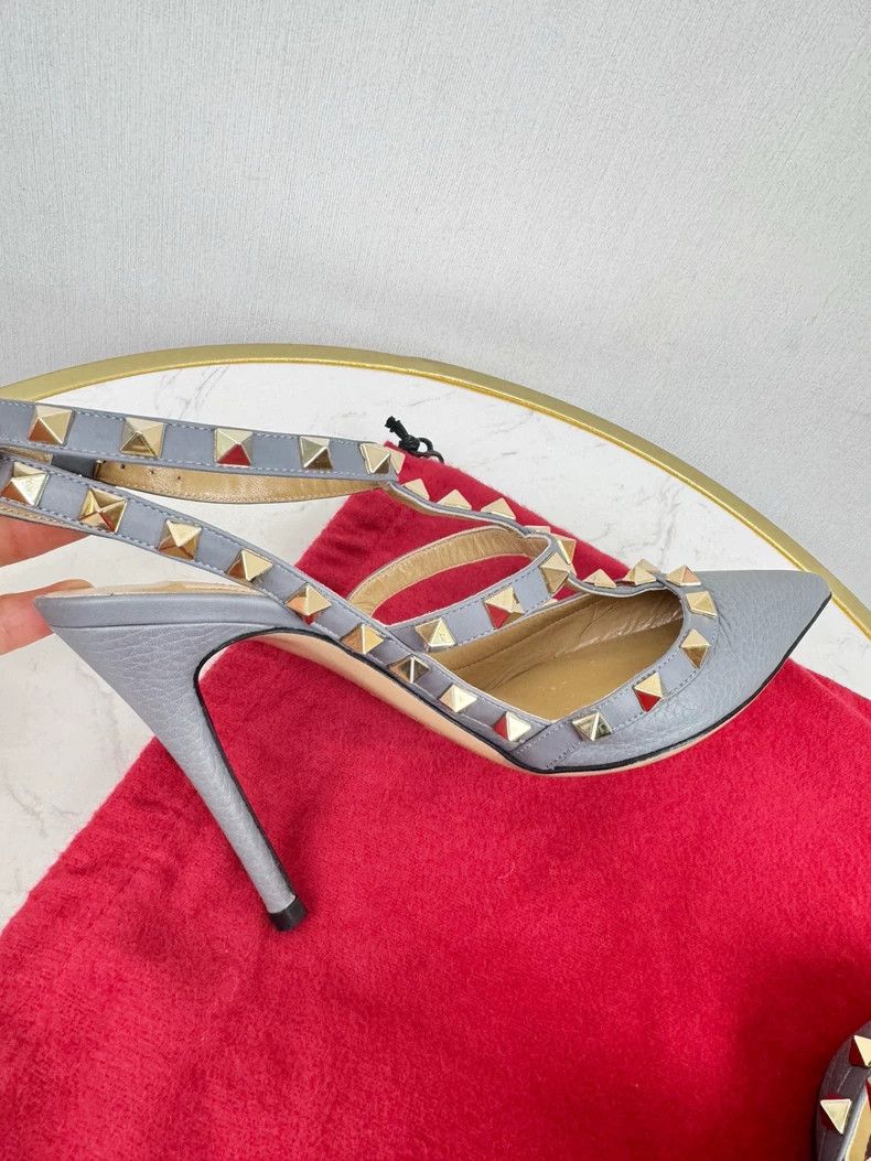 Valentino Valentino Gray High Heels with Studded Details Size US 6 / IT 36 - 4 Thumbnail