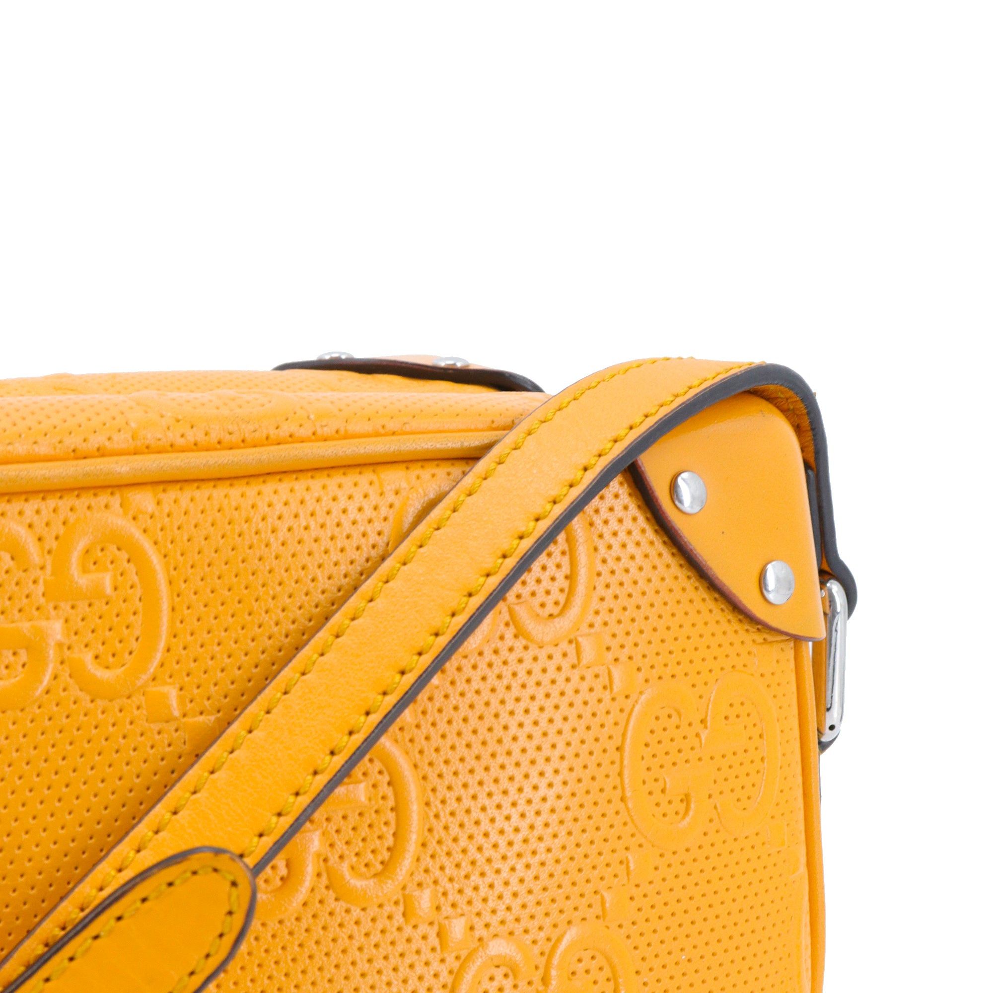 Gucci GUCCI - Gucci Malle shoulder bag in yellow perforated leather Size ONE SIZE - 7 Thumbnail
