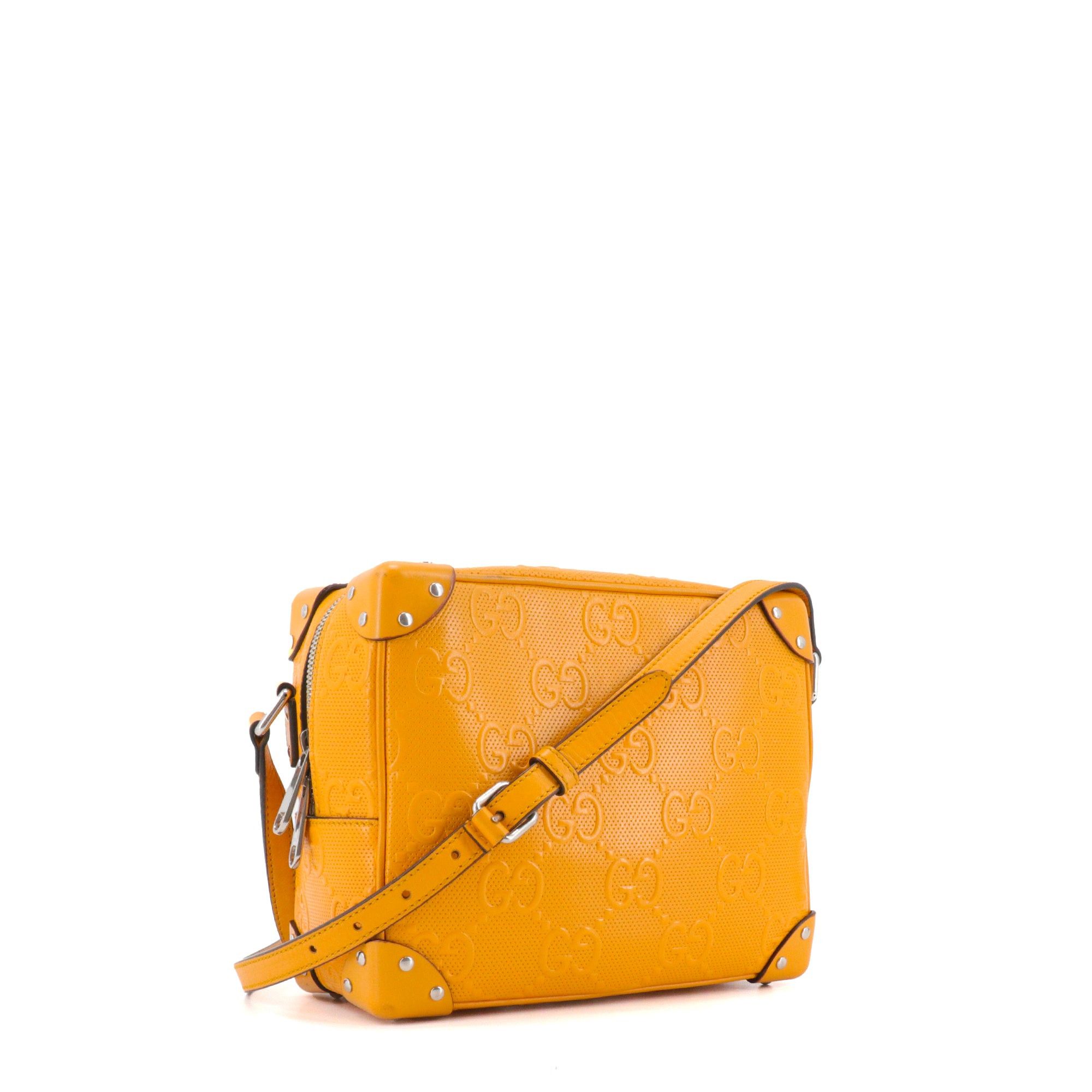 Gucci GUCCI - Gucci Malle shoulder bag in yellow perforated leather Size ONE SIZE - 2 Thumbnail