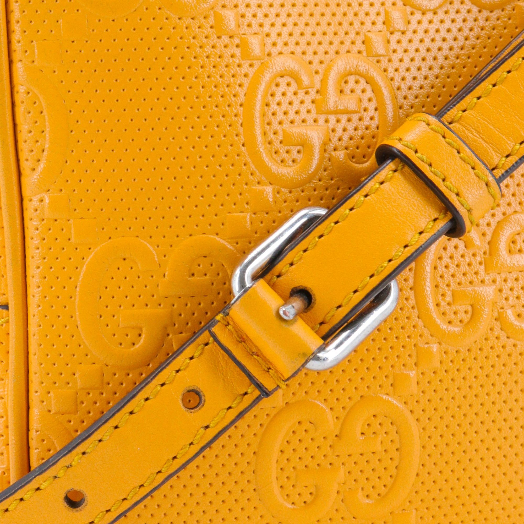 Gucci GUCCI - Gucci Malle shoulder bag in yellow perforated leather Size ONE SIZE - 6 Thumbnail