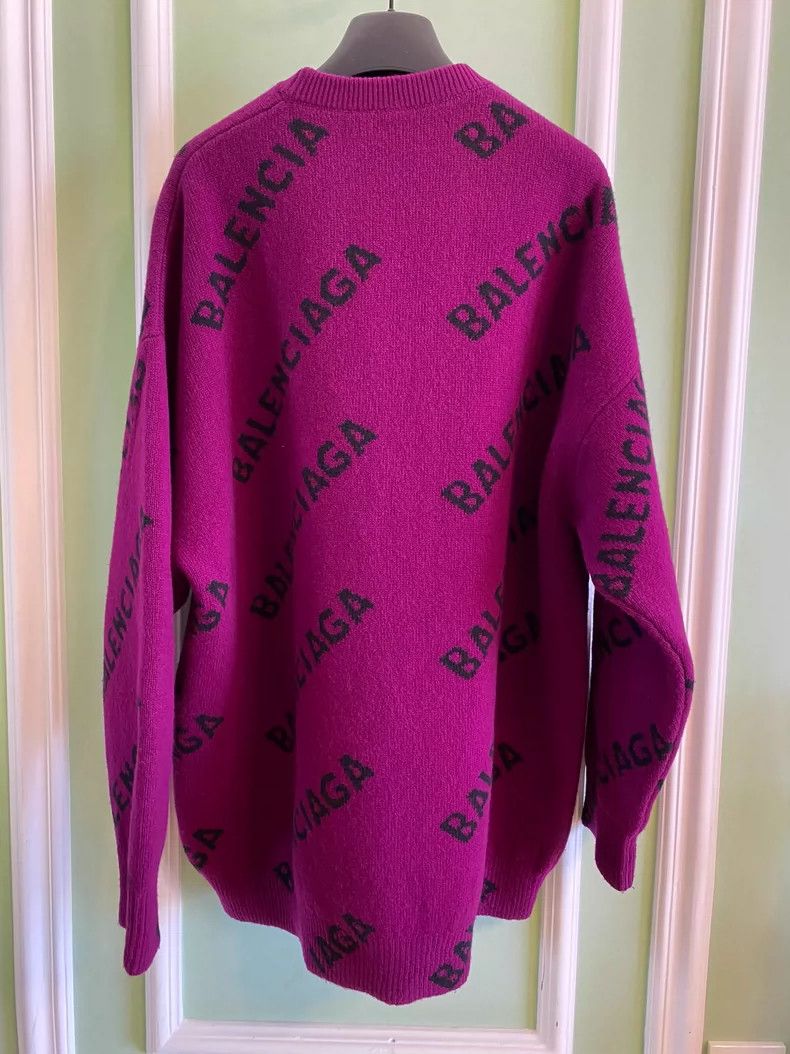 Balenciaga Balenciaga Purple Logo Knit Sweater Size ONE SIZE - 2 Thumbnail