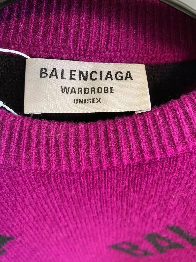 Balenciaga Balenciaga Purple Logo Knit Sweater Size ONE SIZE - 3 Thumbnail