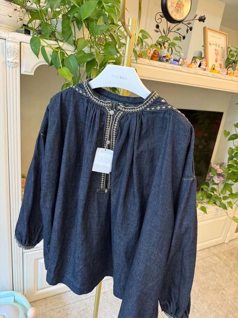 Kapital Blue Embroidered Denim Top for Women Size M / US 6-8 / IT 42-44 - 2 Thumbnail