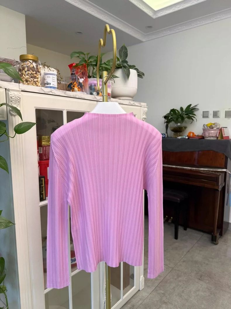 Issey Miyake Long Sleeve High Neck Ribbed Top Size L / US 10 / IT 46 - 5 Thumbnail