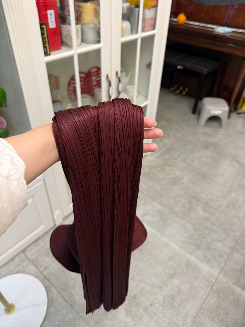 Issey Miyake Issey Miyake Burgundy V-Neck Dress Size XL / US 12-14 / IT 48-50 - 6 Thumbnail