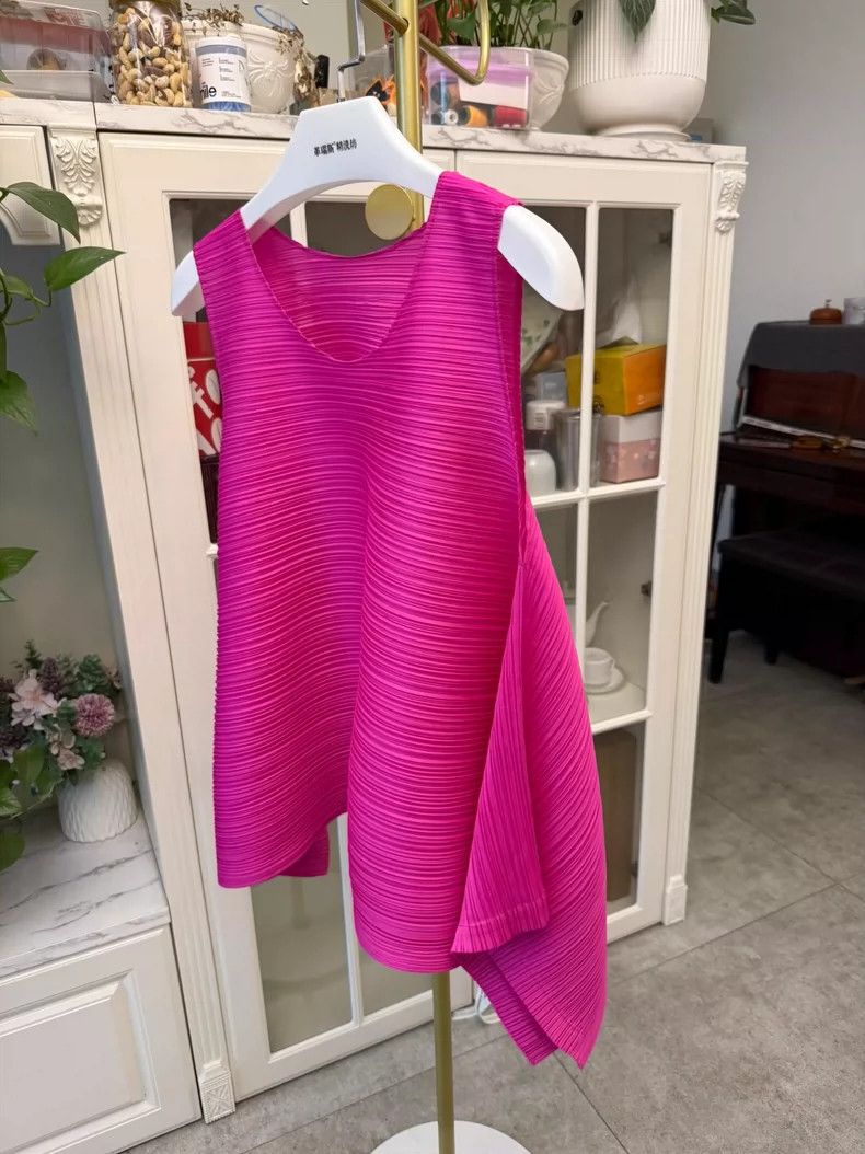 Issey Miyake Classic Pleated Pink Spring Top Size M / US 6-8 / IT 42-44 - 3 Thumbnail