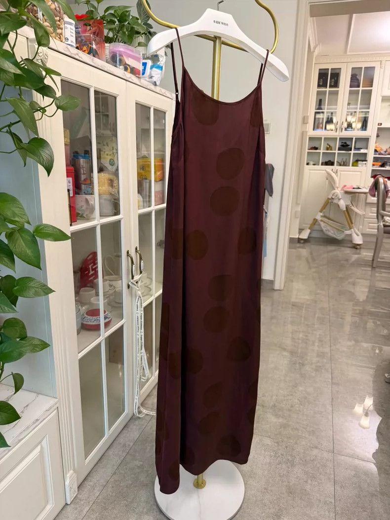 Alexander Wang Burgundy Polka Dot Silk Slip Dress Size M / US 6-8 / IT 42-44 - 2 Thumbnail