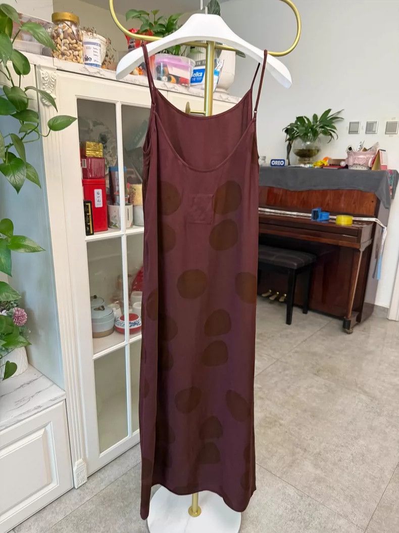 Alexander Wang Burgundy Polka Dot Silk Slip Dress Size M / US 6-8 / IT 42-44 - 3 Thumbnail
