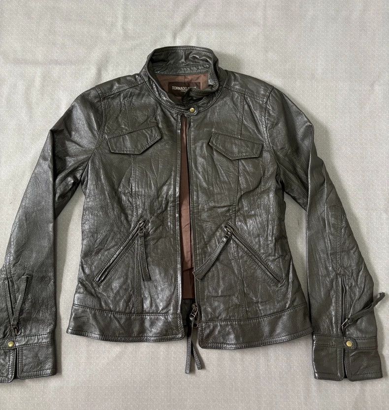 Yohji Yamamoto Vintage Tornado Mart Green Leather Jacket Size S / US 4 / IT 40 - 2 Thumbnail