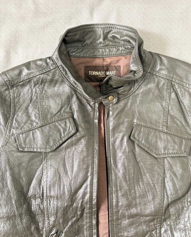 Yohji Yamamoto Vintage Tornado Mart Green Leather Jacket Size S / US 4 / IT 40 - 5 Thumbnail