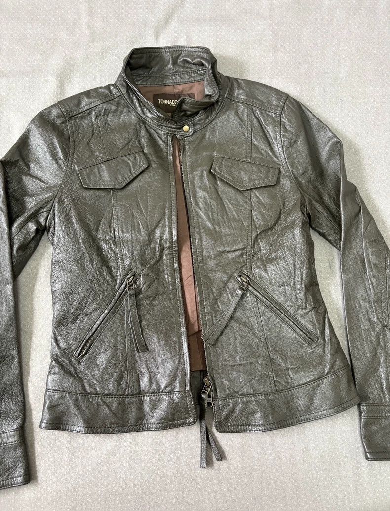 Yohji Yamamoto Vintage Tornado Mart Green Leather Jacket Size S / US 4 / IT 40 - 4 Thumbnail
