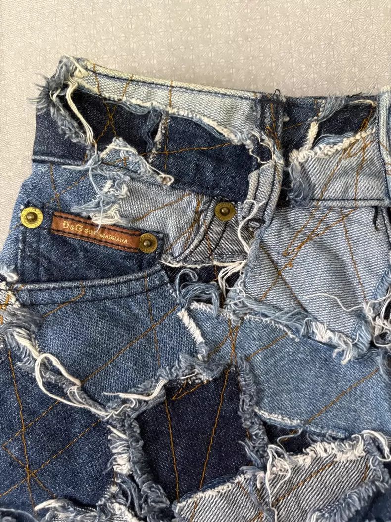 Dolce & Gabbana Vintage Dolce&Gabbana Patchwork Denim Shorts Size 23" - 2 Thumbnail