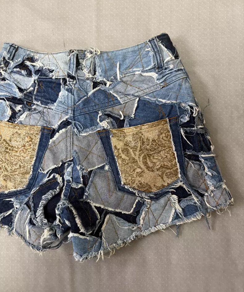 Dolce & Gabbana Vintage Dolce&Gabbana Patchwork Denim Shorts Size 23" - 7 Thumbnail