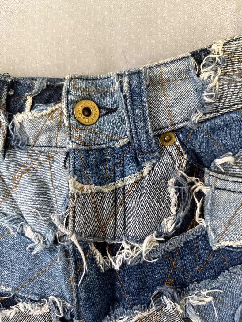 Dolce & Gabbana Vintage Dolce&Gabbana Patchwork Denim Shorts Size 23" - 4 Thumbnail