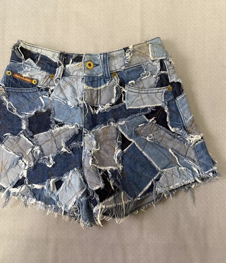 Dolce & Gabbana Vintage Dolce&Gabbana Patchwork Denim Shorts Size 23" - 3 Thumbnail