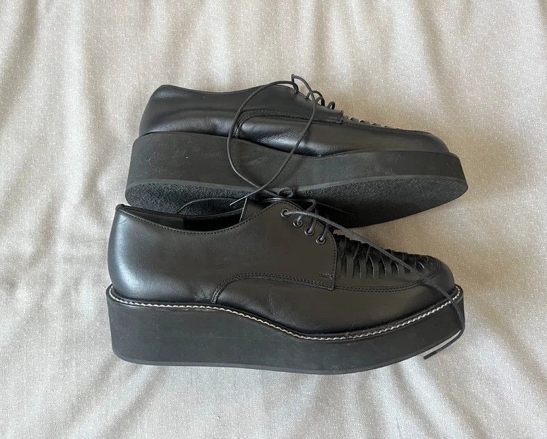 Yohji Yamamoto Yohji Yamamoto Black Woven Platform Shoes Size US 6 / IT 36 - 7 Thumbnail