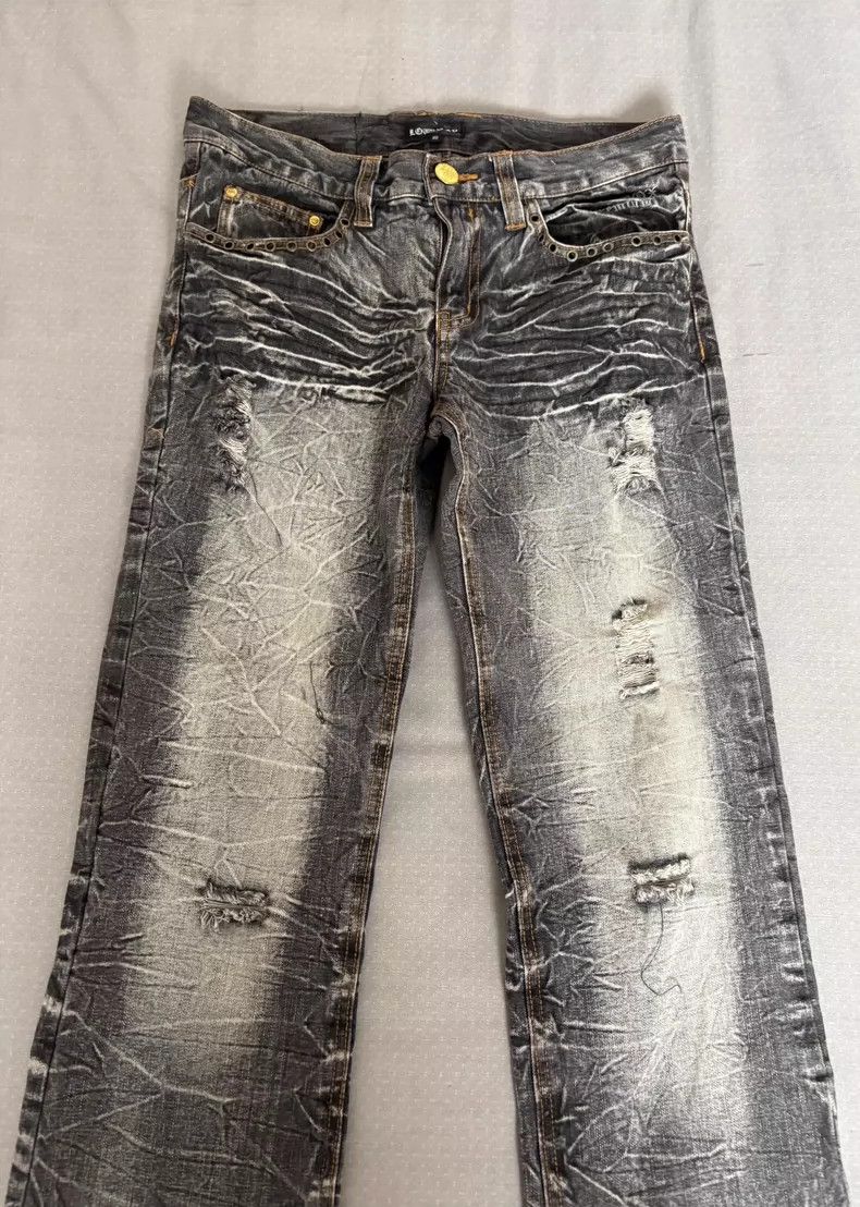 Yohji Yamamoto Vintage Gray Distressed Wide-Leg Jeans Size 26" / US 2 / IT 38 - 3 Thumbnail