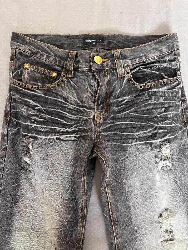 Yohji Yamamoto Vintage Gray Distressed Wide-Leg Jeans Size 26" / US 2 / IT 38 - 4 Thumbnail