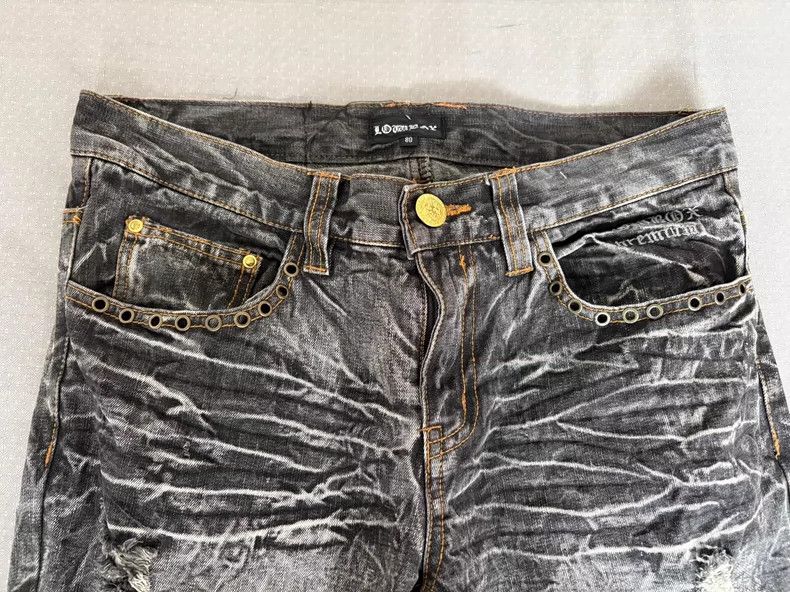 Yohji Yamamoto Vintage Gray Distressed Wide-Leg Jeans Size 26" / US 2 / IT 38 - 5 Thumbnail