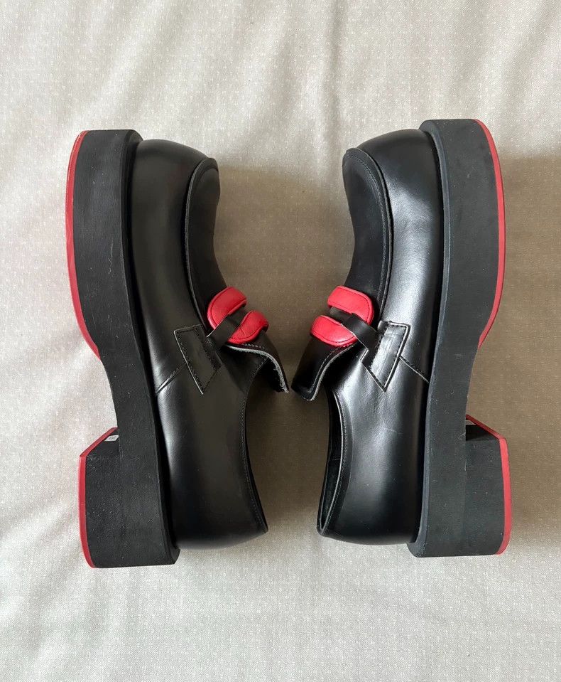 Y's Vintage Black Loafers with Red Detail Size US 7 / IT 37 - 2 Thumbnail
