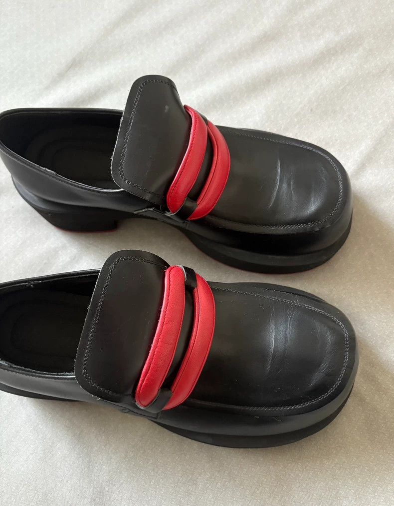 Y's Vintage Black Loafers with Red Detail Size US 7 / IT 37 - 5 Thumbnail