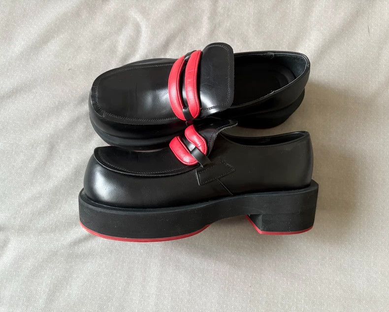 Y's Vintage Black Loafers with Red Detail Size US 7 / IT 37 - 4 Thumbnail