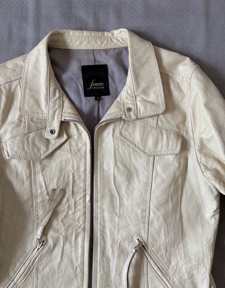Yohji Yamamoto Vintage Fitted Beige Leather Jacket Size M / US 6-8 / IT 42-44 - 3 Thumbnail
